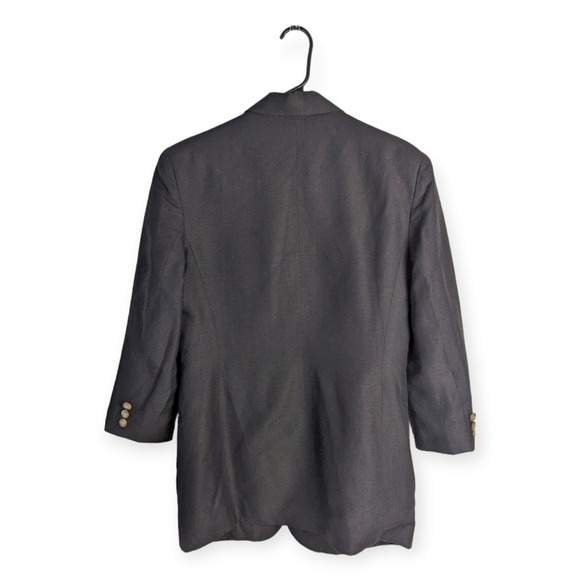 Vintage Ann Taylor Black Linen Blend Notched Lapel Button Down Lined Blazer Sz 4 - Picture 7 of 8